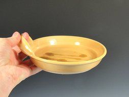 Brie Cheese Baker in Yellow Glaze with wooden knife and recipe N6