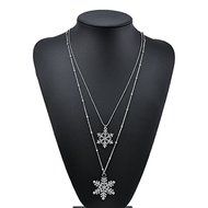 Fashion Women Rhinestone Crystal Snowflake Flower Charm Pendant Necklace Gift