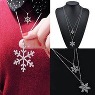 Fashion Women Rhinestone Crystal Snowflake Flower Charm Pendant Necklace Gift N3