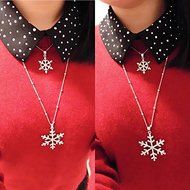Fashion Women Rhinestone Crystal Snowflake Flower Charm Pendant Necklace Gift N4