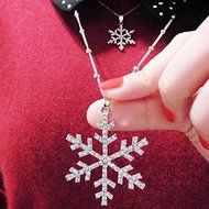 Fashion Women Rhinestone Crystal Snowflake Flower Charm Pendant Necklace Gift N5