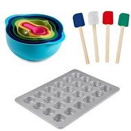 8-Piece Multicolor Plastic Mixing Bowl and Measuring Set with 4 Piece set of Heat Resistant Spatulas and Nonstick...