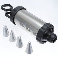 "Metal Cake Decorating Pastry Icing Piping Gun 4 Nozzle Tip Set" shopping N8