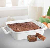 HIC Classic Brownie Baking Pan and Roasting Casserole Dish with Handles for Secure Grip, Fine White Porcelain,... N3