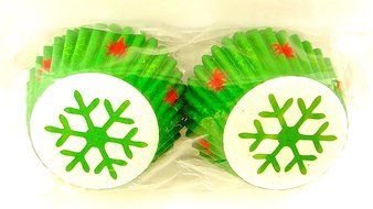 Wilton Holiday Mini Baking Cups,100x,1.5"d X 1"h (Green Snowflake) N2