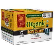 Copper Moon Coffee Fairtrade Organic Rain Forest Reserve Single Cup 100% Compostable, Dark Roast, 10 Count for...