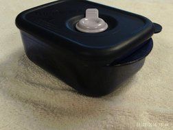 Tupperware Vent N Serve Small Rectangular Deep 1cup Indigo with Gray Vent