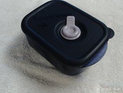 Tupperware Vent N Serve Small Rectangular Deep 1cup Indigo with Gray Vent N2