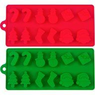 2 Silicone Christmas Molds for cake, cookies, chocolate, fudge, ice, and cooking N4