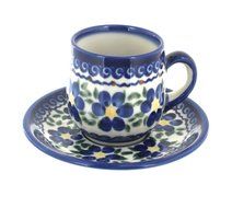 Polish Pottery Spring Blossom Espresso Cup &amp; Saucer
