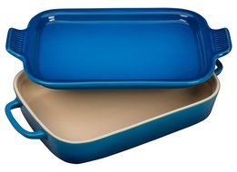Le Creuset Stoneware Rectangular Dish with Platter Lid, 14 3/4" x 9" x 2 1/2", Palm N4