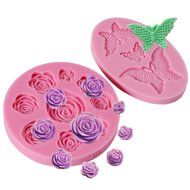 2x Lace Shaped Silicone Mold Mould Fondant Cake Decoration Baking Tool Flower Rose Butterfly (Rose+Butterfly)