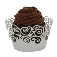 WensLTD 50pc Lace Laser Cut Cupcake Wrapper Liner Baking Cup Muffin (Black) N3