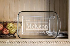 Personalized 9x13 inch 3 Quart Glass Baking Dish Custom Engraved MADE in the USA N5