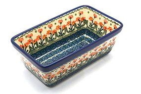 Polish Pottery Baker - Loaf Dish - Peach Spring Daisy