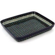 Polish Pottery Rectangular Baker 12-inch Emerald Peacock