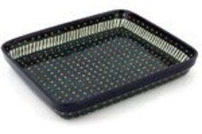 Polish Pottery Rectangular Baker 12-inch Emerald Peacock N4
