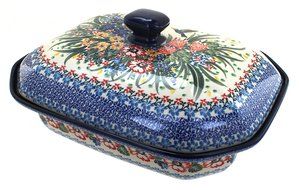Polish Pottery Hummingbird Large Covered Baker