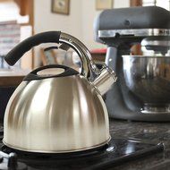 Creative Home Ellipse Stainless Steel Whistling Tea Kettle, 2.8 Quart N3