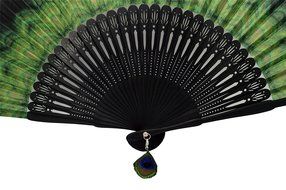 TANG DYNASTY(TM) High Quality Japanese Silks Hand Fan With Peacock Feather Handheld Fan Jhf-186 N2