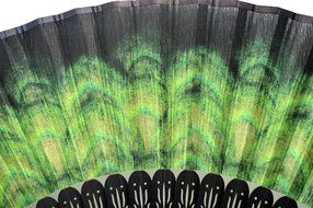 TANG DYNASTY(TM) High Quality Japanese Silks Hand Fan With Peacock Feather Handheld Fan Jhf-186 N3