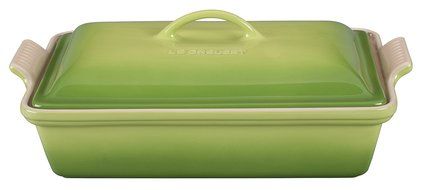 Le Creuset Heritage Stoneware 12-by-9-Inch Covered Rectangular Dish, Cerise (Cherry Red)