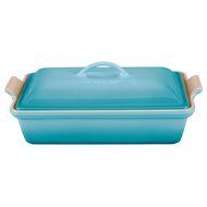 Le Creuset Heritage Stoneware 12-by-9-Inch Covered Rectangular Dish, Cerise (Cherry Red) N3