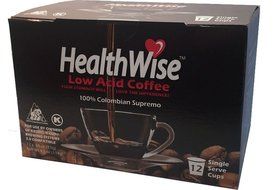 HealthWise Low Acid Coffee for Keurig K-Cup Brewers, 100% Columbian Supremo, 12 Count