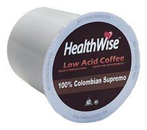 HealthWise Low Acid Coffee for Keurig K-Cup Brewers, 100% Columbian Supremo, 12 Count N2