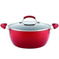 Rachael Ray Hard Enamel Nonstick Covered Casserole, 5.5 quart, Red