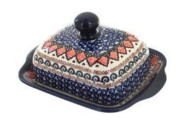 Polish Pottery Blue Horizon Butter Dish N2