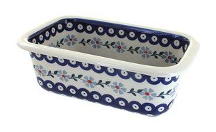 Polish Pottery Blue Violet Loaf Baker