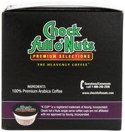 Chock full o'Nuts Coffee 100% Colombian Medium Roast, 12 Single Serve Cups, 3.8 Ounce N16