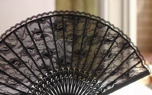 7 Weapons Hollow out black hand lace fan in summer#3 N2