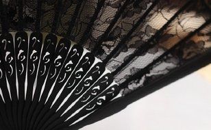 7 Weapons Hollow out black hand lace fan in summer#3 N4