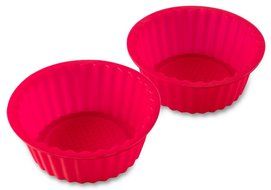 2 Pack 6" Red Color Silicone Baking Pan, Ideal For Cake, Muffin, Cupcake, Brownie And Cornbread Mold Pan. Non-Stick...