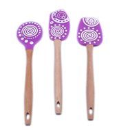 Premium Silicone Spatulas, 3-Piece (purple) colorful silicone spatula set, with long slip-free wooden handle,...