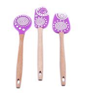 Premium Silicone Spatulas, 3-Piece (purple) colorful silicone spatula set, with long slip-free wooden handle,... N2