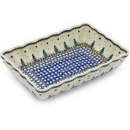 Polish Pottery Rectangular Baker 9-inch Winter Evergreen