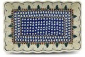 Polish Pottery Rectangular Baker 9-inch Winter Evergreen N2
