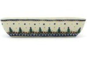 Polish Pottery Rectangular Baker 9-inch Winter Evergreen N3