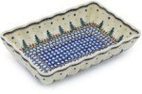 Polish Pottery Rectangular Baker 9-inch Winter Evergreen N4