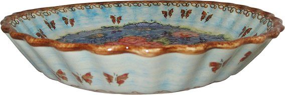 Boleslawiec Stoneware - Polish Pottery Pie Plate or Quiche Baker - Eva's Collection "Blue Sky Meadow" N2