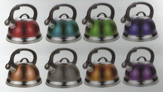 Stainless Steel Whistling Tea Kettle or Tea Maker w/ Encapsulated Base 2.8 Liter (Grey))