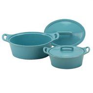 OmniWare Blue High Quality Oval Casserole Dish with Lid (Set of 2)