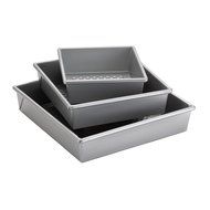 Premium Cake Boss 3 Piece Silver Non Stick Square Baking Pan and Kitchen Tools Set