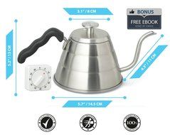 LIMITED OFFER 24oz Gooseneck Stainless Steel Hot Water Coffee KETTLE With THERMOMETER and Additional TIMER &ndash; Coffesto... N3