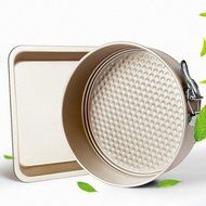 Qianle 3-Piece Nonstick Premium Bakeware Set Home Baking Pan Set Gold N4