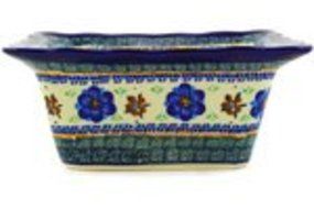 Polish Pottery Square Bowl 9-inch Circle The Garden UNIKAT N3