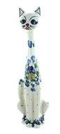 Polish Pottery Pansies Large Cat